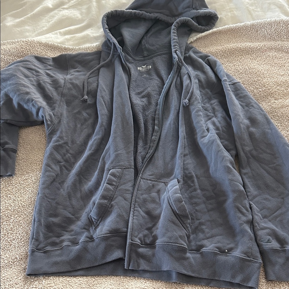 Hollister Zip Up Hoodie Blue Gray